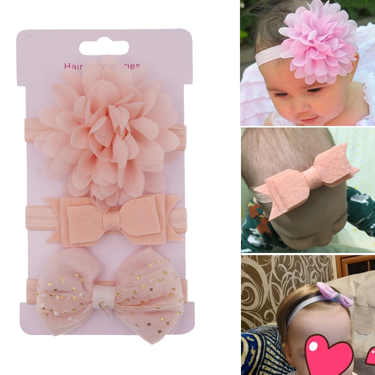 

3 in 1Children Bow Flower Headband Hair Band Hair Ring Read Tiara(Snow bud)