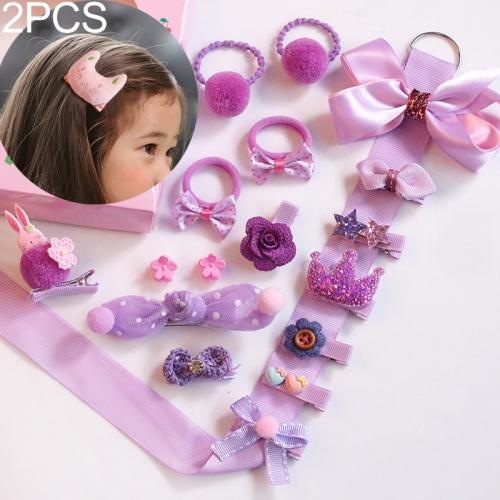 

2 PCS Child Elastic Hair Clips Kids Xmas Gift(Purple)