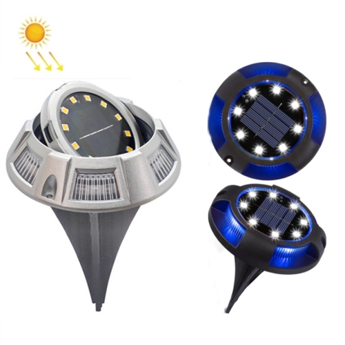 

Outdoor Solar Underground Lamp Rotating Buried Lawn Lamp , Spec: 12 LEDs White+Blue Light (Aluminum Shell)