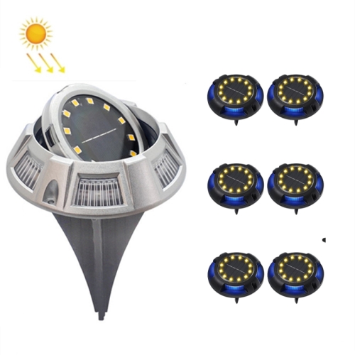 

Outdoor Solar Underground Lamp Rotating Buried Lawn Lamp , Spec: 12 LEDs Warm+Blue Light (Aluminum Shell)