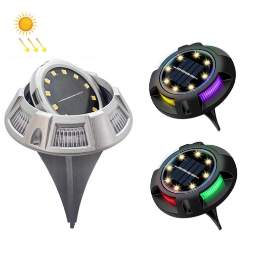 

Outdoor Solar Underground Lamp Rotating Buried Lawn Lamp , Spec: 12 LEDs Warm+Color Light (Aluminum Shell)