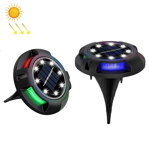 

Outdoor Solar Underground Lamp Rotating Buried Lawn Lamp , Spec: 8 LEDs White+Color Light (Plastic Shell)