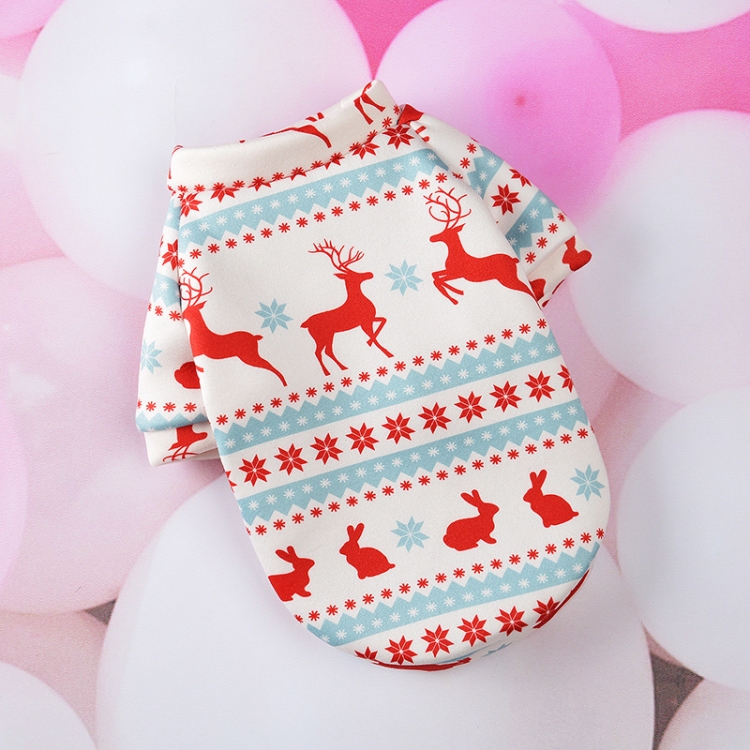 

2 PCS SD07031 Christmas Dog Clothes Cartoon Pet Small Dog Cat Sweater Clothes, Size: XL(White Background Red Deer)
