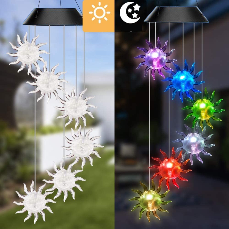 

Outdoor Colorful LED Solar Wind Chime Light Garden Park Decorative Waterproof Light(Black Shell Sun)