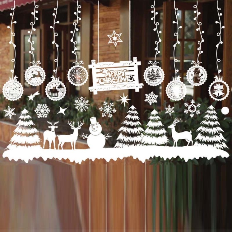 

3 PCS Christmas Decoration Window Stickers Wall Stickers Shopping Mall Supermarket Window Decoration(White 813)