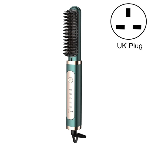 

Curling And Straightening Dual-Purpose Negative Ion Automatic Constant Temperature Hair Straightening Comb, Specification:UK Plug(Green)