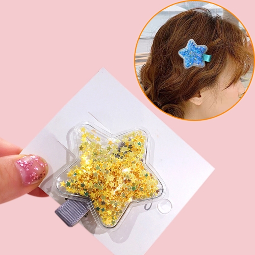 

Fantasy Color Transparent Quicksand Star Hairpin Transparent Love Headdress Colorful BB Clip(Yellow Pentagram)
