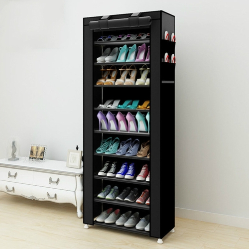 Sunsky Non Woven Fabrics Large Shoe Rack Organizer Removable Shoes Storage Cabinet Furniture For Home Row Single Row Black