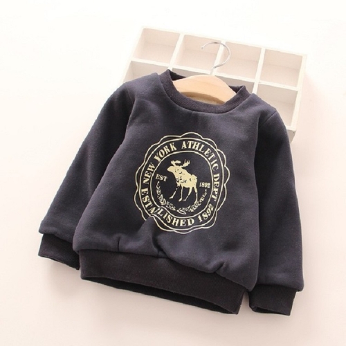 

Infant Plus Velvet Sweatshirt Deer Pattern Casual Children Clothing, Height:100cm(Black)