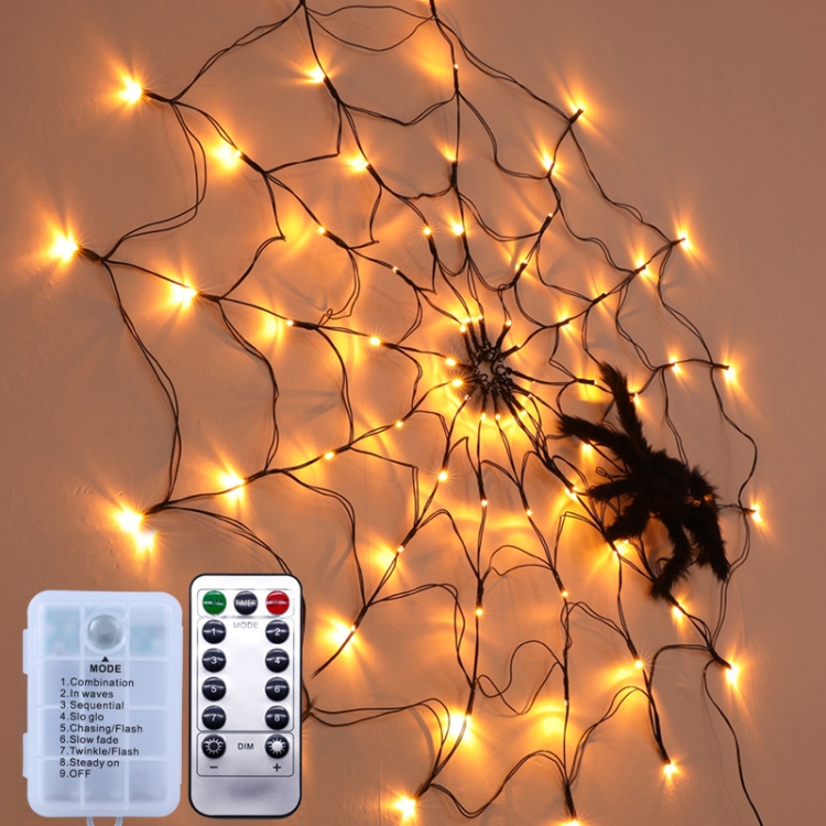 

LED Spider Web Lamp with Remote Control Halloween Atmosphere Decoration Props, Power: Battery Box