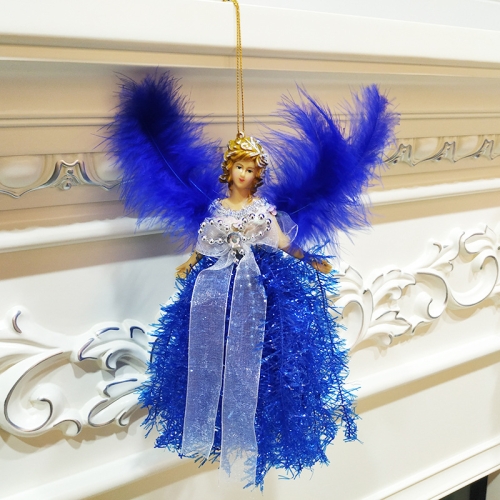 

2 PCS Christmas Tree Angel Girl Decorations Closet Decoration Small Pendant(Blue)