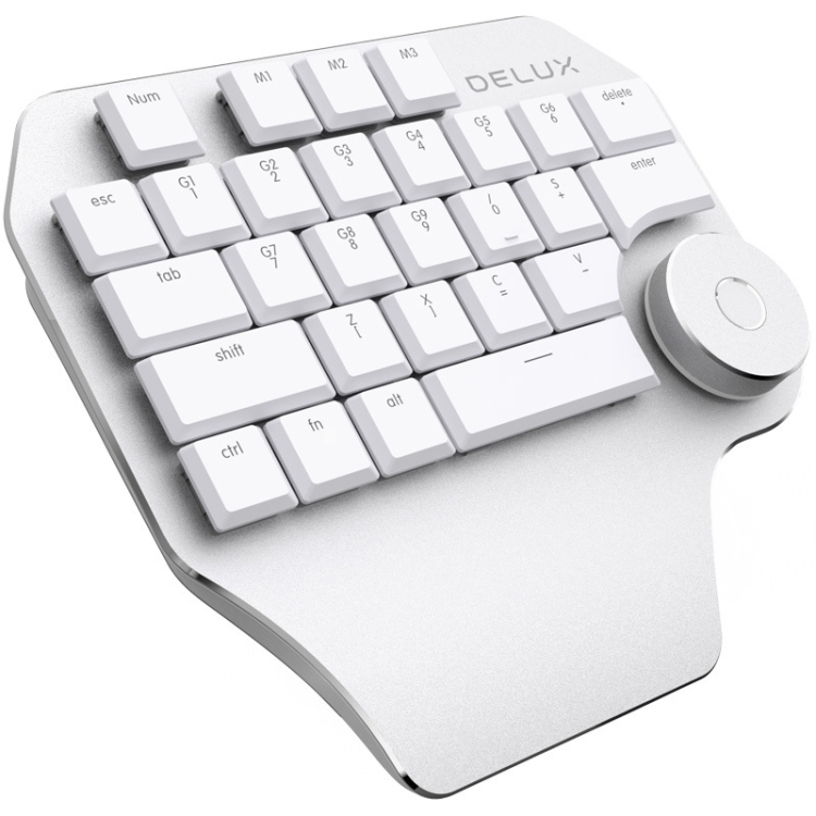 

DELUX T11 29 Keys Single-Hand Keyboard Shortcut Key Speech Tool Flat Keyboard, Colour: Silver Gray