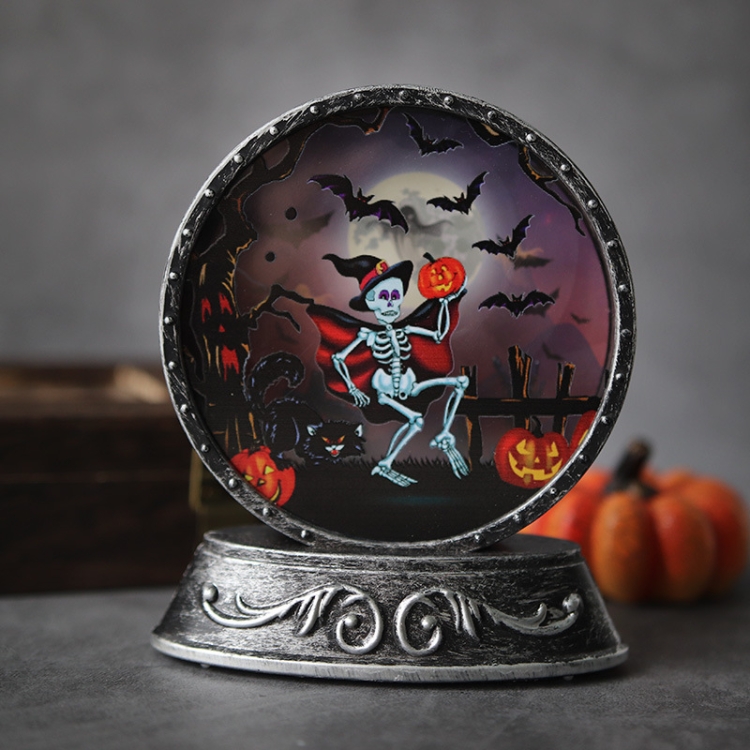 

Halloween Decoration Props Retro Copper Mirror Lamp LED Luminous Ornaments(Skeleton)