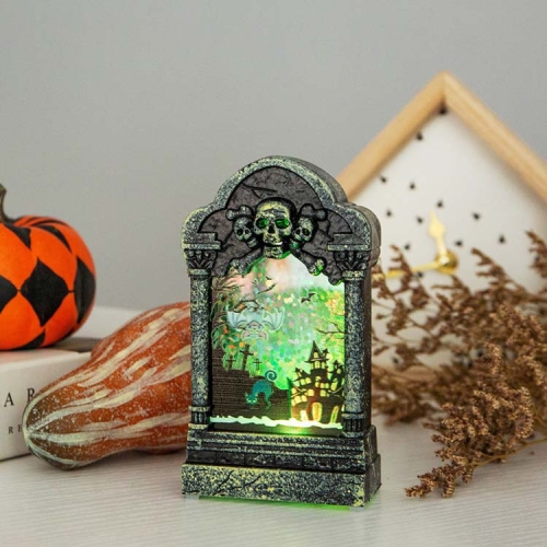 

2 PCS Halloween Tombstone Light Colorful Flashing Candle Light Desktop Glowing Ornaments Bar Haunted House Decoration Props(Bat )