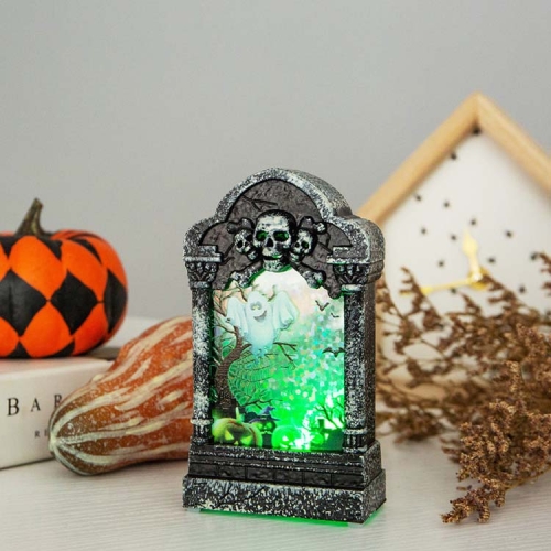 

2 PCS Halloween Tombstone Light Colorful Flashing Candle Light Desktop Glowing Ornaments Bar Haunted House Decoration Props(Ghost)