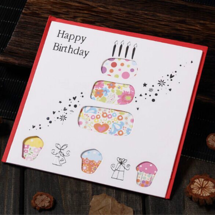 

5 PCS Creative Cutout Beautiful Birthday Greeting Card(Birthday Cake)