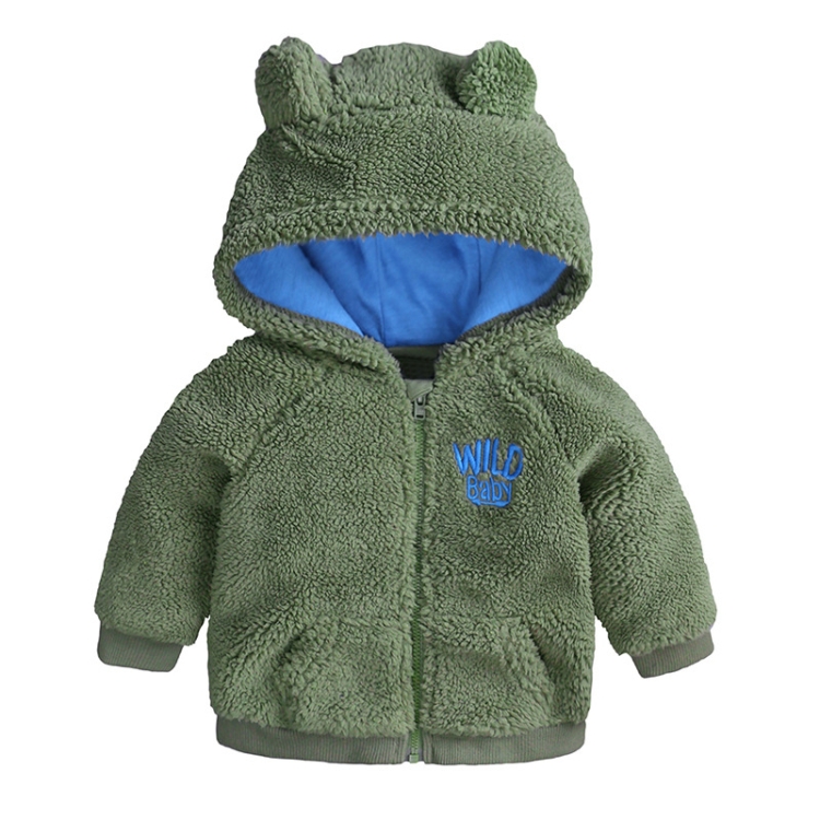

Winter Baby Cartoon Animal Shape Cashmere Coat Plus Velvet Padded Hoodie, Suitable Age:12M(Green)