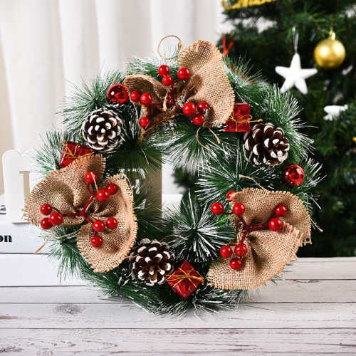 

23cm Christmas Decoration Handmade Garland Wreath Door Hanging Window Props, Specification: Three Big Knots
