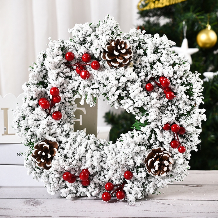 

23cm Christmas Decoration Handmade Garland Wreath Door Hanging Window Props, Specification: Ordinary White Snow