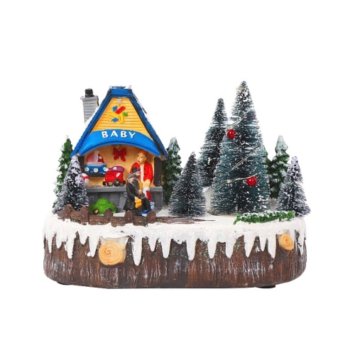 

Christmas Decoration Ornaments Music Glowing Rotating Christmas Tree Canteen House(Blue Car)