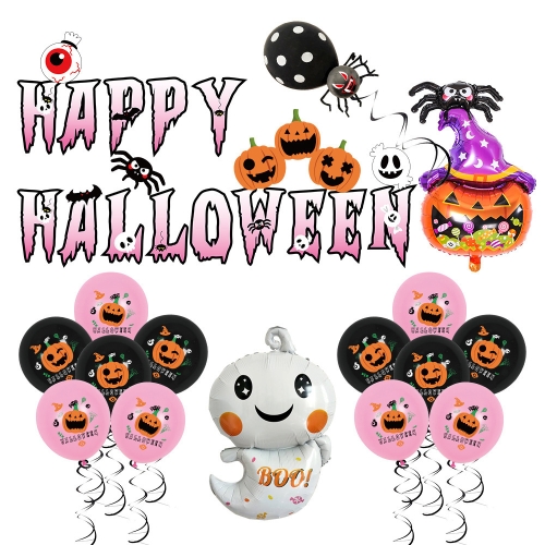 

Halloween Aluminum Film Balloon Party Decoration,Style: Pink White Halloween