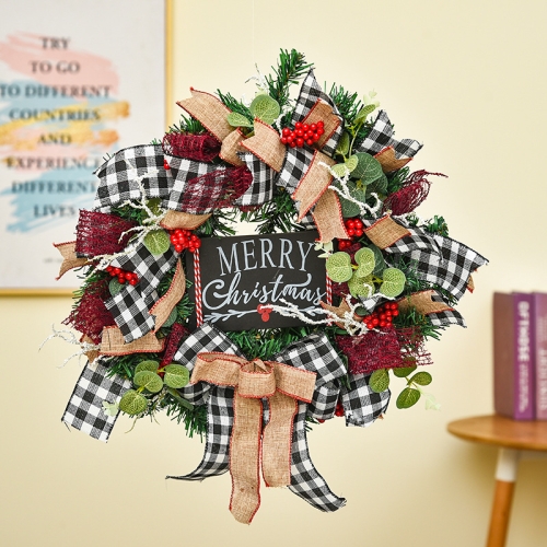 

Christmas Decorations Cane Wreath Garland Door Hanger, Size: 25cm(Black Word Plate)