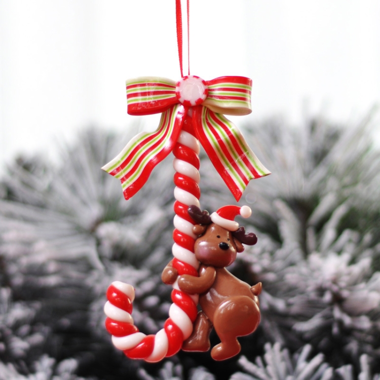 

3 PCS Christmas Holiday Ornament Christmas Cane Candy Bar Ornaments(Small Deer)