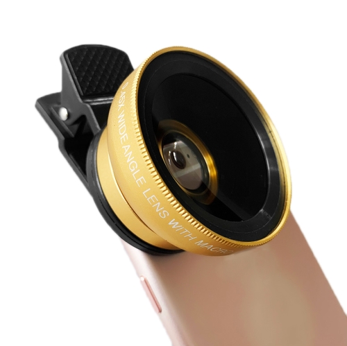 

2 PCS 0.45X Ultra-Wide-Angle Macro Combination Mobile Phone External Lens With Clip(Gold)