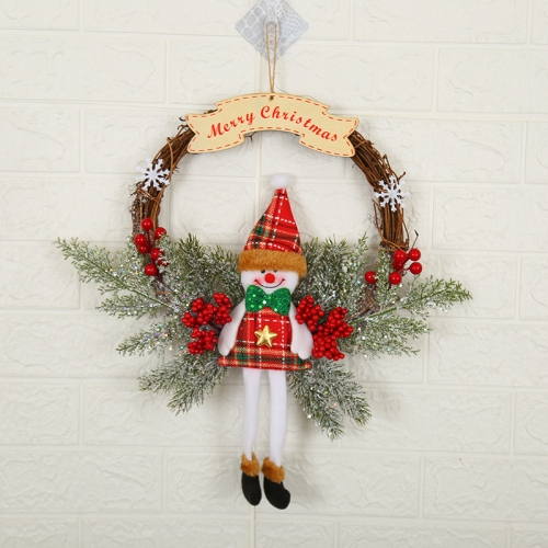 

Christmas Decoration Wreath Garland Rattan Door Hanging, Specification: Big Branch, Snowman