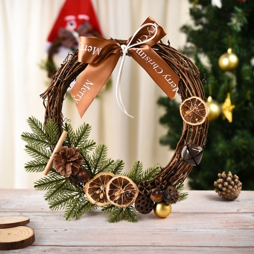 

Christmas Decoration Wreath Garland Rattan Door Hanging, Specification: Lemon