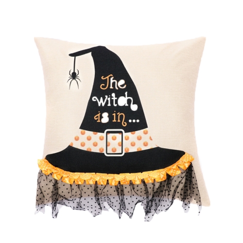 

2 PCS SYSDWS21 45x45cm Halloween Decorations Printing Pillowcase Without Inner Core, Style: Lace Witch Hat