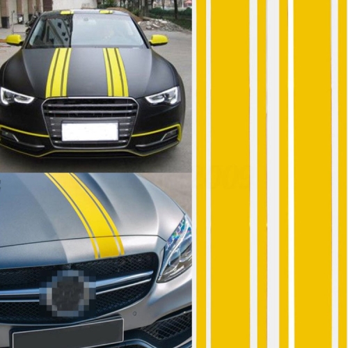 

2 PCS Car Hood Stickers Modified Racing Striped Ethylene Body Sticker(Yellow)