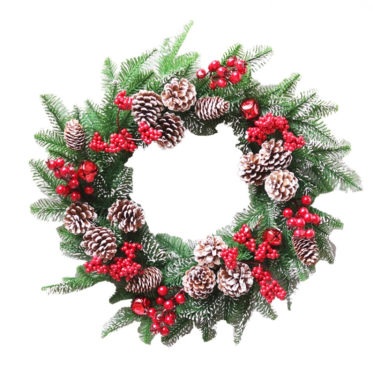 

40cm SYWA39 Christmas Decoration Wreath PE White Pine Fruit Christmas Wreath