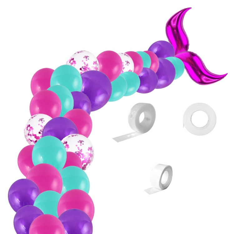 

5011 Birthday Party Decoration 12 Inch Mermaid Tail Latex Balloon Set(Rose Red)