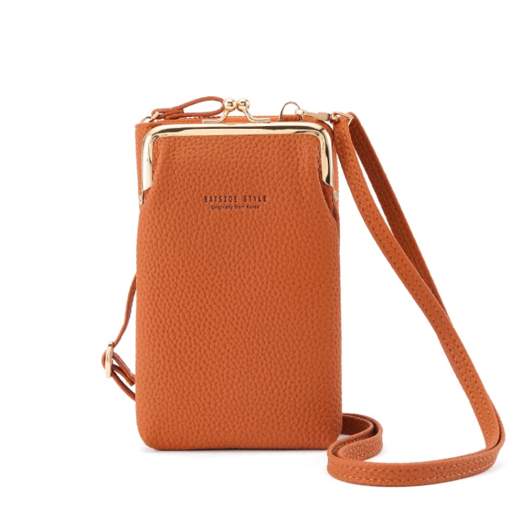 BATSIOE Women Mobile Phone Bag Wallet Large-Capacity Mid-Length Zipper Messenger Shoulder Bag(Yellowish Brown)