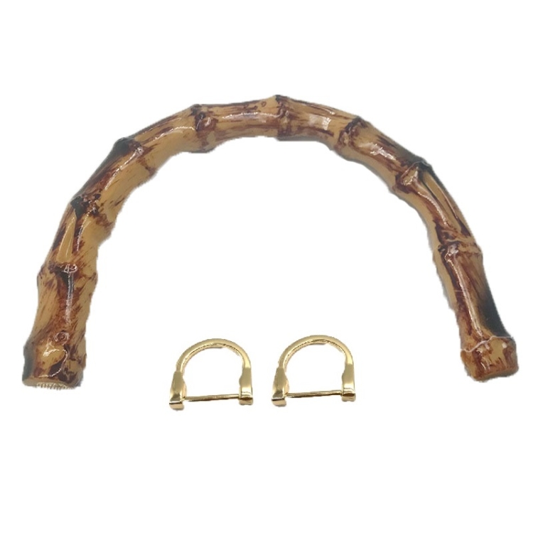 

10 PCS Luggage Accessories Simulation Bamboo Handle With Metal Buckle(Side Holes With Light Gold Button)