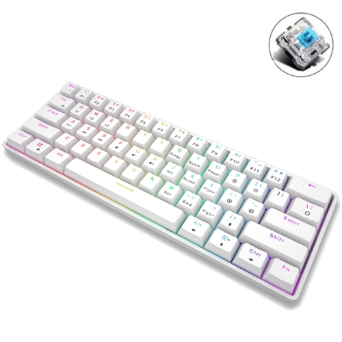 

LEAVEN K28 61 Keys Gaming Office Computer RGB Wireless Bluetooth + Wired Dual Mode Mechanical Keyboard, Cabel Length:1.5m, Colour: Green Axis (White)