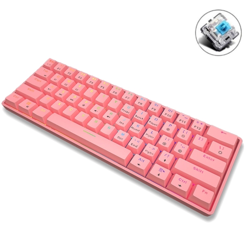 

LEAVEN K28 61 Keys Gaming Office Computer RGB Wireless Bluetooth + Wired Dual Mode Mechanical Keyboard, Cabel Length:1.5m, Colour: Green Axis (Pink)