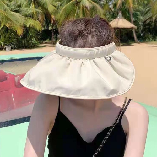 

2 PCS Black Gelatin Shell Shape Cap Dual-Use Headband Sunshade Hat Sunscreen Outdoor Sun Visor Hat, Size: M (56-58cm)(Beige)