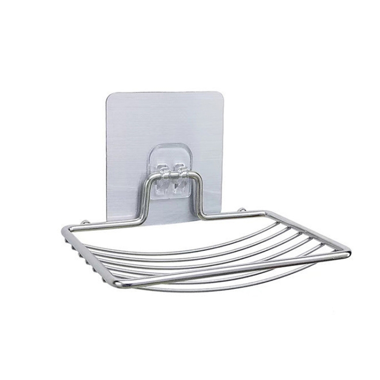 

4 PCS Stainless Steel Wall-Mounted Bathroom Soap Storage Rack, Style: Single Layer Curved With Sticker