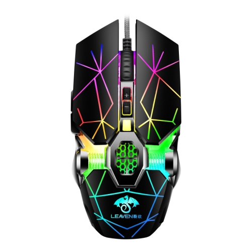 

LEAVEN 7 Keys 4000DPI USB Wired Computer Office Luminous RGB Mechanical Gaming Mouse, Cabel Length:1.5m, Colour: S30 Black