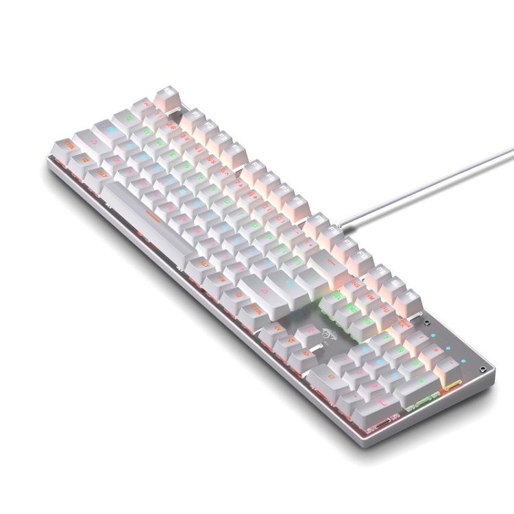 

104 Keys Green Shaft RGB Luminous Keyboard Computer Game USB Wired Metal Mechanical Keyboard, Cabel Length:1.5m, Style: Ordinary Version (White)