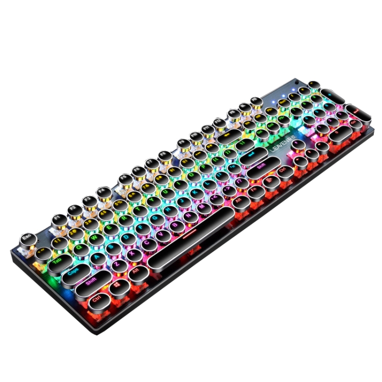 

104 Keys Green Shaft RGB Luminous Keyboard Computer Game USB Wired Metal Mechanical Keyboard, Cabel Length:1.5m, Style: Punk Word Through Version (Black)