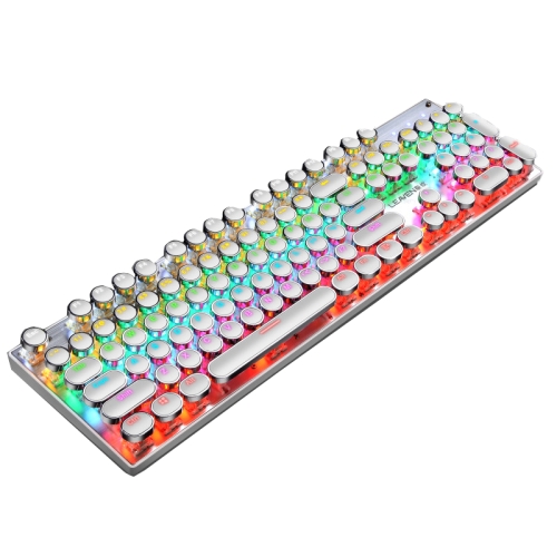 

104 Keys Green Shaft RGB Luminous Keyboard Computer Game USB Wired Metal Mechanical Keyboard, Cabel Length:1.5m, Style: Punk Word Through Version (White)