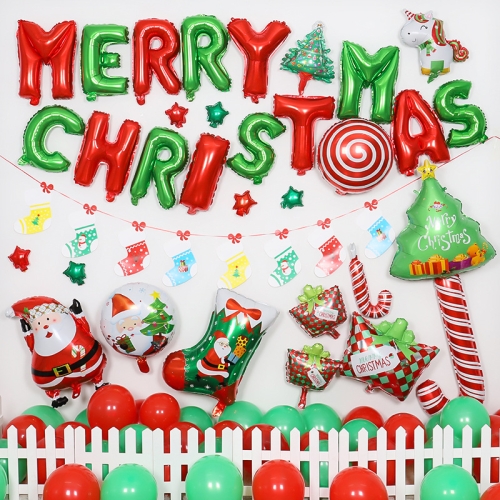 

Christmas Aluminum Film Balloon Decoration Scene Layout Combination Party Carnival Balloons,Style: Merry Christmas Set 2