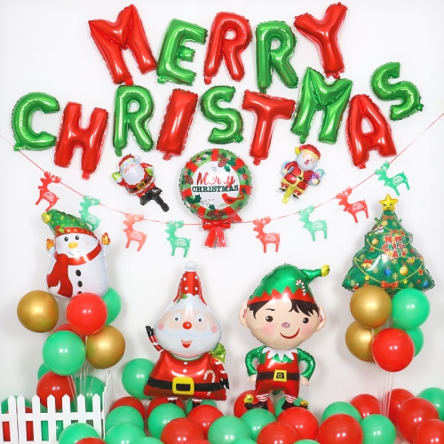 

Christmas Aluminum Film Balloon Decoration Scene Layout Combination Party Carnival Balloons,Style: Merry Christmas Set 3