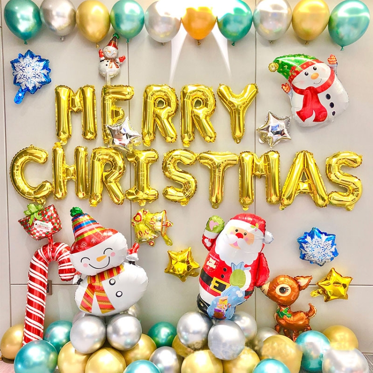 

Christmas Aluminum Film Balloon Cartoon Decoration Set, Specification： Christmas Set Metal Series 1