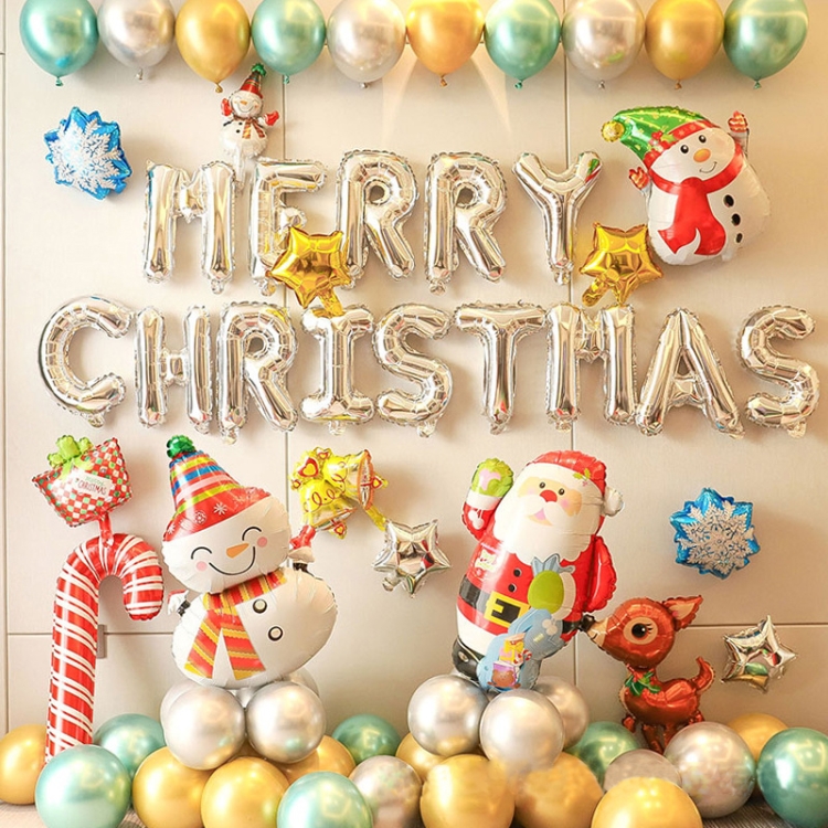 

Christmas Aluminum Film Balloon Cartoon Decoration Set, Specification： Christmas Set Metal Series 2