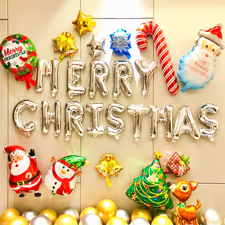 

Christmas Aluminum Film Balloon Cartoon Decoration Set, Specification： Christmas Set Metal Series 4