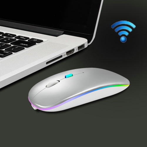 

Y20 4 Keys Colorful Glow Charging Mute Mouse Notebook Game Wireless Mouse, Colour: 2.4G Version (Silver)